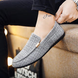 Vipkoala Men Shoes Fashion Loafers Breathable Canvas Sneakers Men Slip-On Casual Shoes Soft Comfortable Non-slip Driving Flats Black Gray