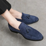 Vipkoala Men's Loafers Brand Suede Leather Shoes Vintage Slip-on Classic Casual Men Driving Shoes Wedding Male Dress Shoes Tassel pointed