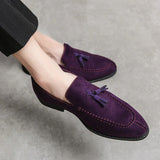 Vipkoala Men's Loafers Brand Suede Leather Shoes Vintage Slip-on Classic Casual Men Driving Shoes Wedding Male Dress Shoes Tassel pointed