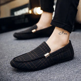 Vipkoala Men Shoes Fashion Loafers Breathable Canvas Sneakers Men Slip-On Casual Shoes Soft Comfortable Non-slip Driving Flats Black Gray