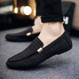 Vipkoala Men Shoes Fashion Loafers Breathable Canvas Sneakers Men Slip-On Casual Shoes Soft Comfortable Non-slip Driving Flats Black Gray