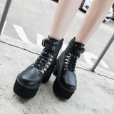 Vipkoala New Arrival Womens Autumn Shoes Chunky Block High Heel Platform Lace up Ankle Boots For Women Comfortable Promotion Sale