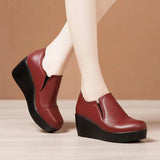 Vipkoala High Heel Women Shoes  Women Leather Casual Shoes Breathable Fashion Waterproof Wedges Platform Shoes Women