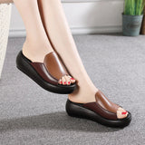 Vipkoala Woman Platform Flip Flops New Summer Women Genuine Leather Slipper High Heel Shoes Women Slippers