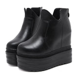 Vipkoala Spring Autumn Thick Soled Short Boots Women Platform Wedge Heels Female Ankle Boots Height Increasing Soft Leather Zipper