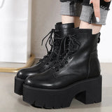 Vipkoala Women Ankle Boots Round Toe EVA Soft Material Lace-Up Female Short Boots Thick Platform Ladies Shoes Black