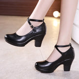 Vipkoala New Fashion Women Pumps With High Heels For Ladies Work Shoes Dancing Platform Pumps Women Genuine Leather Shoes Mary Janes