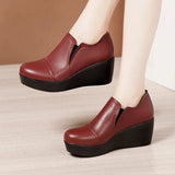 Vipkoala High Heel Women Shoes  Women Leather Casual Shoes Breathable Fashion Waterproof Wedges Platform Shoes Women