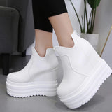 Vipkoala Spring Autumn Thick Soled Short Boots Women Platform Wedge Heels Female Ankle Boots Height Increasing Soft Leather Zipper