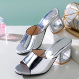 Vipkoala Summer Slippers Women Leisure Heel Mules Shoes Fashion Gold Silver Slides Causal Sandals Ladies Large Size