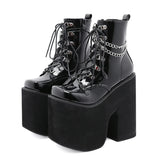 Nightclub Stage Ankle Booties Women Extreme Thick Platform Heel Gothic Punk Shoes Girls Sexy Chain Party Boots Chunky