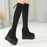 Vipkoala Winter Women High Boots Over The Knee Fashion Hidden Heel Warm Plush Thigh High Boots For Women Platform Shoes