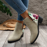 Vipkoala Chunky Women Ankle Chelsea Boots Casual Mid Heels Print Random Walking Shoes New Brand Pumps Dress Femme Zapatos