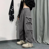 Vipkoala Spring Summer Fashion Cargo Pants Men Solid Color Elastic Waist Wide Leg Casual Men's Pants Oversize Baggy Pants For Women