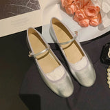 Vipkoala Women Flats Mary Jane Ballet Shoes Female Round Toe Glossy Leather Flats Female Dance Ballets Party Ball Bridal Wedding Shoes