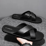 Vipkoala New Slippers Men's Summer New Casual Shoes for Men Outdoor Comfortable Soft Sole Slides Black Beach Sandals Size 46