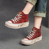 Vipkoala New Spring Genuine Leather Sneakers Women Shoes Lace-up Sewing Flat Handmade Leisure Comfortable Ladies Shoes