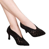 Vipkoala New Black Lace Pointed Toe Women's Pumps Summer Mesh Hollow-out Fashion Women Shoes Zapatos De Mujer