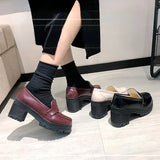 Vipkoala Platform Shoes Woman Heels Spring Fashion PU Leather Round Toe Chunky Casual Walking Pumps Women Mary Janes Zapatos Para Mujer