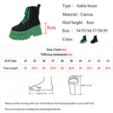 Vipkoala Green Punk Chunky Platform Ankle Boots for Women Autumn Winter Thick Bottom Motorcycle Boots Wedges Gothic Shoes Woman