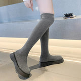 Vipkoala Autumn Winter Women Platform Over The Knee Boots Ladies Stretch Knitted Socks Long Boots Slip-On Thick Bottom Shoes Woman