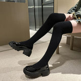 Vipkoala Sexy Slim Over The Knee Sock Boots Women Elastic Knitted Thick Heel Long Boots Woman Autumn Winter Slip-On Platform Lolita Shoes