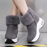 Vipkoala Sexy Leopard Thicken Plush Women's Boots Wedges Platform Warm Winter Ankle Booties Woman Side Zipper Chunky Heel Short Botas