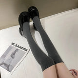 Vipkoala Sexy Slim Over The Knee Sock Boots Women Elastic Knitted Thick Heel Long Boots Woman Autumn Winter Slip-On Platform Lolita Shoes