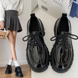 Women's British Style Spring Autumn New Arrival Black Thick Bottom Flat Shoes Student Tie Mary Jane Shoes Summer Season