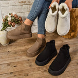 Winter Women Short Plush Warm Snow Boots Casual Shoes  New Suede Fur Chelsea Ankle Boots Flats Platform Ladies Shoes Botas