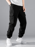 Vipkoala Men Flap Pocket Side Drawstring Waist Pants