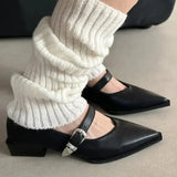 Vipkoala Mary Jane Shoes New Summer Pointed Toe Low Heel Women Shallow Single Pumps Women Fashion Buckle Shoes