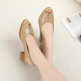 Vipkoala Open Toe Summer Shoes Woman Genuine Patent Leather Sandals Med Heels Dress Sandals Ladies Plus Size Women Shoes