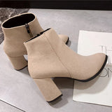 Vipkoala Women High Heels Fashion Short Boots Fashion Pointed Toe Shoes Autumn Winter New Ladies Elegant Suede Thick Heel Short Booties