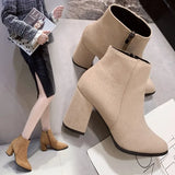 Vipkoala Women High Heels Fashion Short Boots Fashion Pointed Toe Shoes Autumn Winter New Ladies Elegant Suede Thick Heel Short Booties