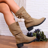 Vipkoala Women Large Size 43 Suede Snow Ankle Boots Winter New Warm Mid-Calf Boots Fashion Comfort Mid Heels Shoes Botas Mujer