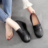 Vipkoala Genuine Leather Black Shoes Platform Thick Sole Wedges Shoes Woman Heightening Shoes Plus Velvet Winter Shoes