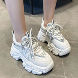 Vipkoala New Spring Women's Chunky Platform Sneakers Lace Up Casual Sports Shoes Woman Fashion Thick Bottom Walking Shoes