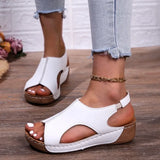 Vipkoala New Open Toe Women's Wedge Sandals White Summer Fashion Breathable Comfortable Sandals Woman Buckle Female Footwear Woman Shoes