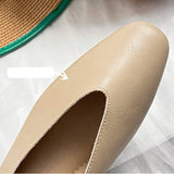 Vipkoala Woman Elegant Summer French Square Toe Green Mary Janes Cute Casual Flats Female Retro Shoes Low Heeled Soft Soled Flat Shoes