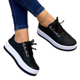 Vipkoala Women Casual Sneakers Ladies Fashion Ribbon Casual Vulcanized Shoes Lace Up Thick Sole Sneakers Women's Shoes Plus Size 35-43