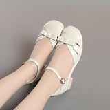 Vipkoala Comfortable Fashion Sweet Bow Close Head Leather Sandals Summer Med Block Heels Shoes for Office Mom Daily Girls