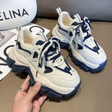 Vipkoala New Spring Women's Chunky Platform Sneakers Lace Up Casual Sports Shoes Woman Fashion Thick Bottom Walking Shoes