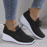 Vipkoala Spring Breathable Wedge Sneakers Women Mesh Knitted Platform Sports Shoes Woman Casual Non-Slip Lace Up Tennis Shoes Ladies