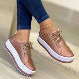 Vipkoala Women Casual Sneakers Ladies Fashion Ribbon Casual Vulcanized Shoes Lace Up Thick Sole Sneakers Women's Shoes Plus Size 35-43