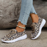 Vipkoala Women's Leopard Print Platform Sneakers Fashion Canvas Breathable Running Shoes Woman Lightweight Non Slip Casual Sports Shoes