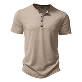 Vipkoala Henley Collar Summer Men Casual Solid Color Short Sleeve T Shirt for Men Polo men High QualityMens T Shirts