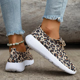 Vipkoala Women's Leopard Print Platform Sneakers Fashion Canvas Breathable Running Shoes Woman Lightweight Non Slip Casual Sports Shoes