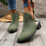 Chunky Women Ankle Chelsea Boots Casual Mid Heels Print Random Walking Shoes New Brand Pumps Dress Femme Zapatos