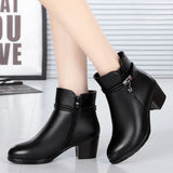 Vipkoala New Fashion Soft Leather Ankle Boot High Heels Zipper Shoe Warm Fur Winter Boots Female Women Shoes Plus Size 43